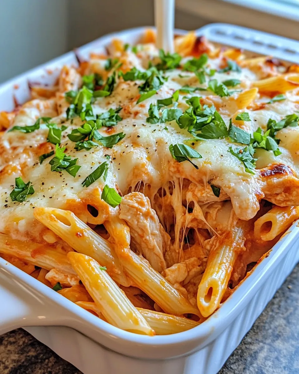 Classic Buffalo Chicken Alfredo Pasta Casserole image