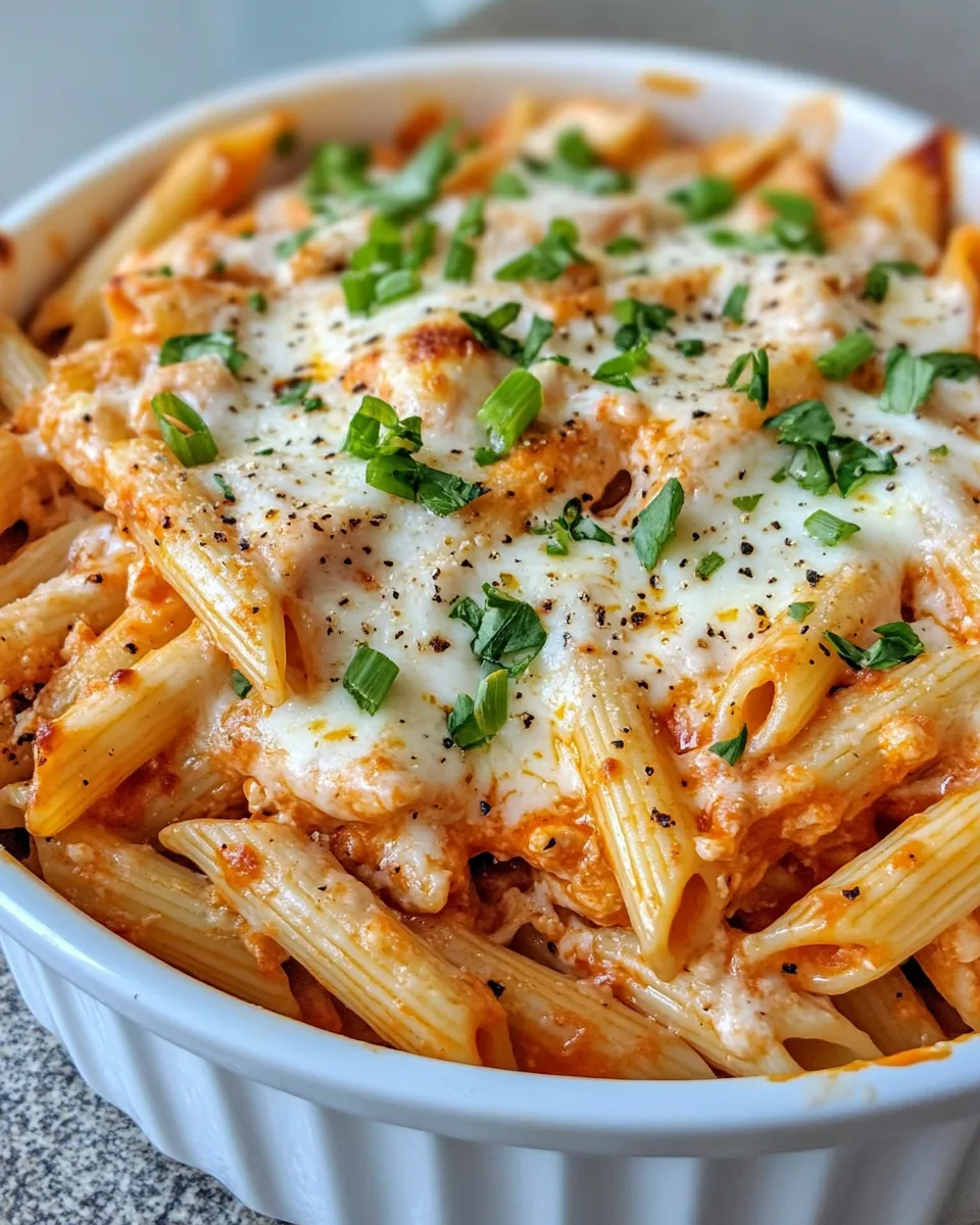 Easy Buffalo Chicken Alfredo Pasta Casserole recipe image