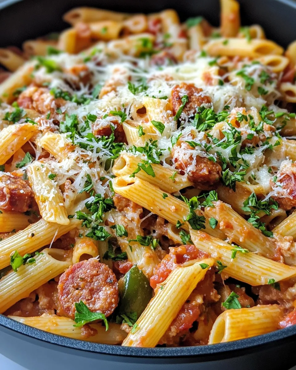 Easy Cajun Andouille Sausage Pasta Bake food shot