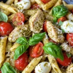 Homemade Caprese Chicken Pesto Pasta Bake photo
