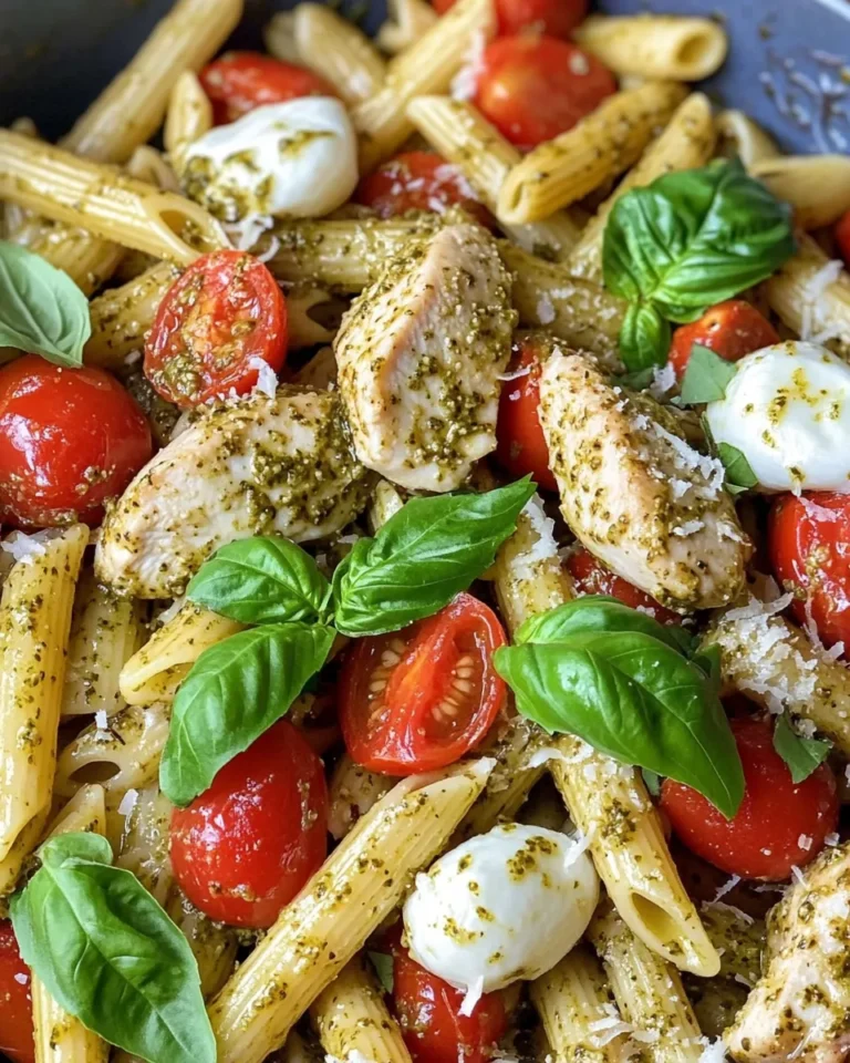 Homemade Caprese Chicken Pesto Pasta Bake photo