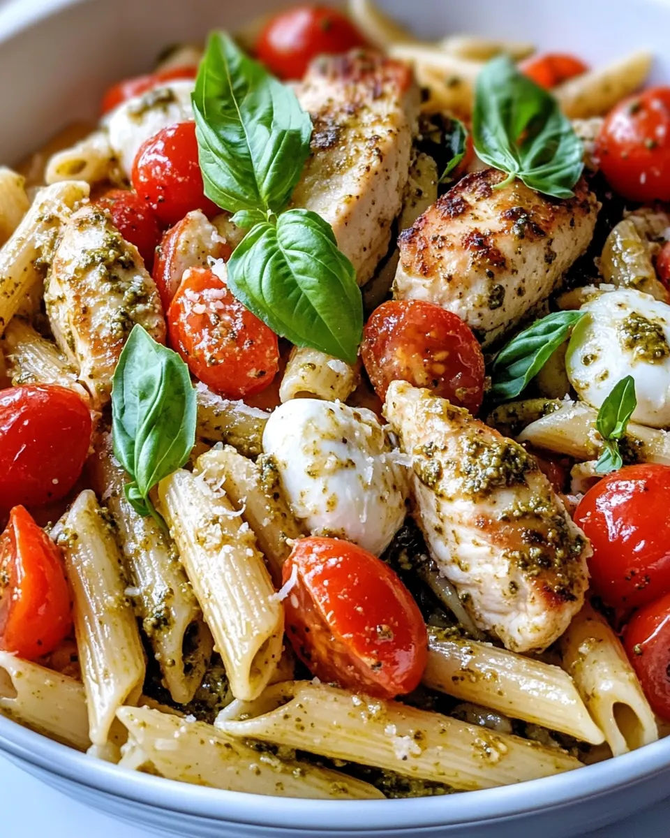 Classic Caprese Chicken Pesto Pasta Bake recipe image