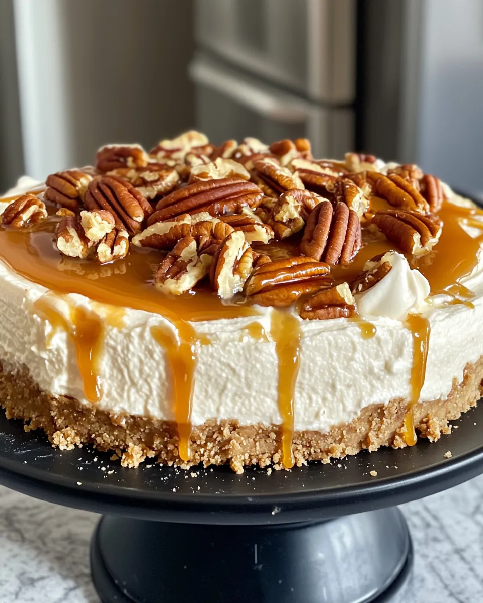 Classic Caramel Pecan Cheesecake Pie dish photo