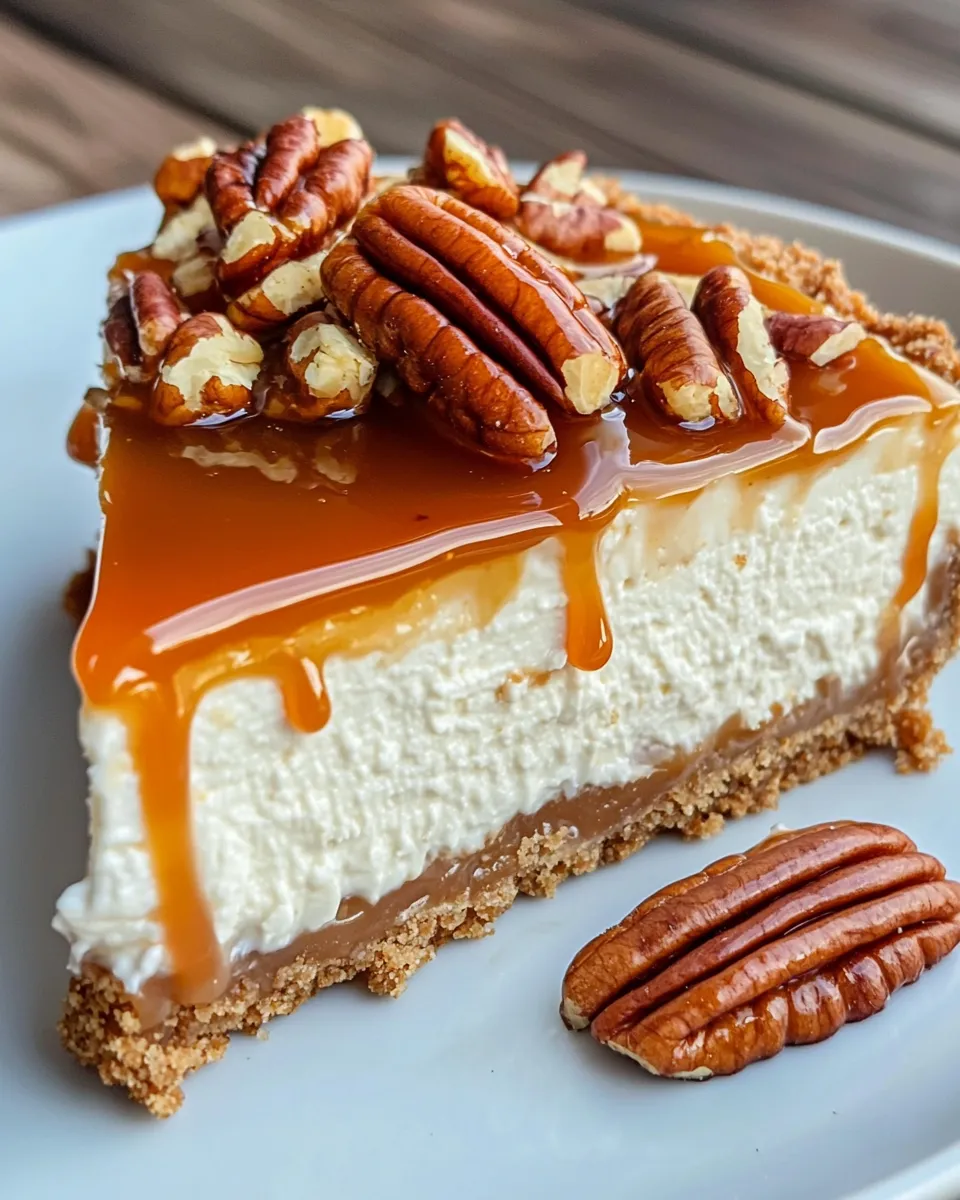 Delicious Caramel Pecan Cheesecake Pie image