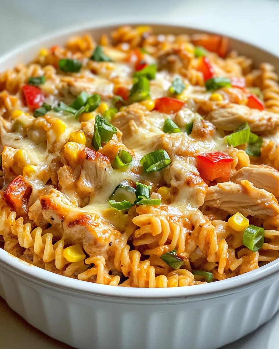 Easy Cheesy BBQ Chicken Pasta Casserole food shot
