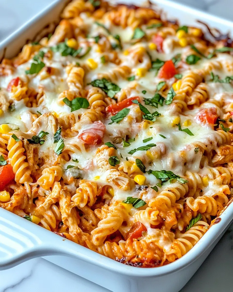 Delicious Cheesy BBQ Chicken Pasta Casserole plate image