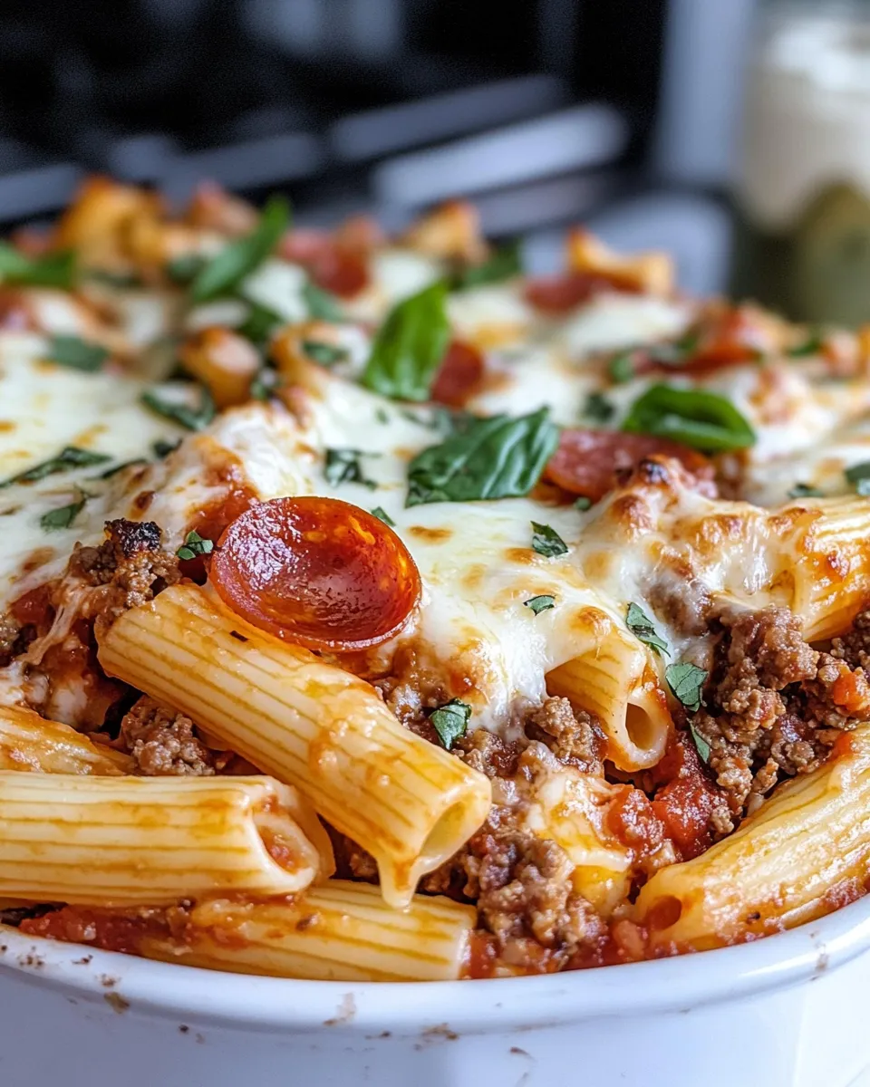 Classic Cheesy Beef & Pepperoni Pasta Bake dish photo