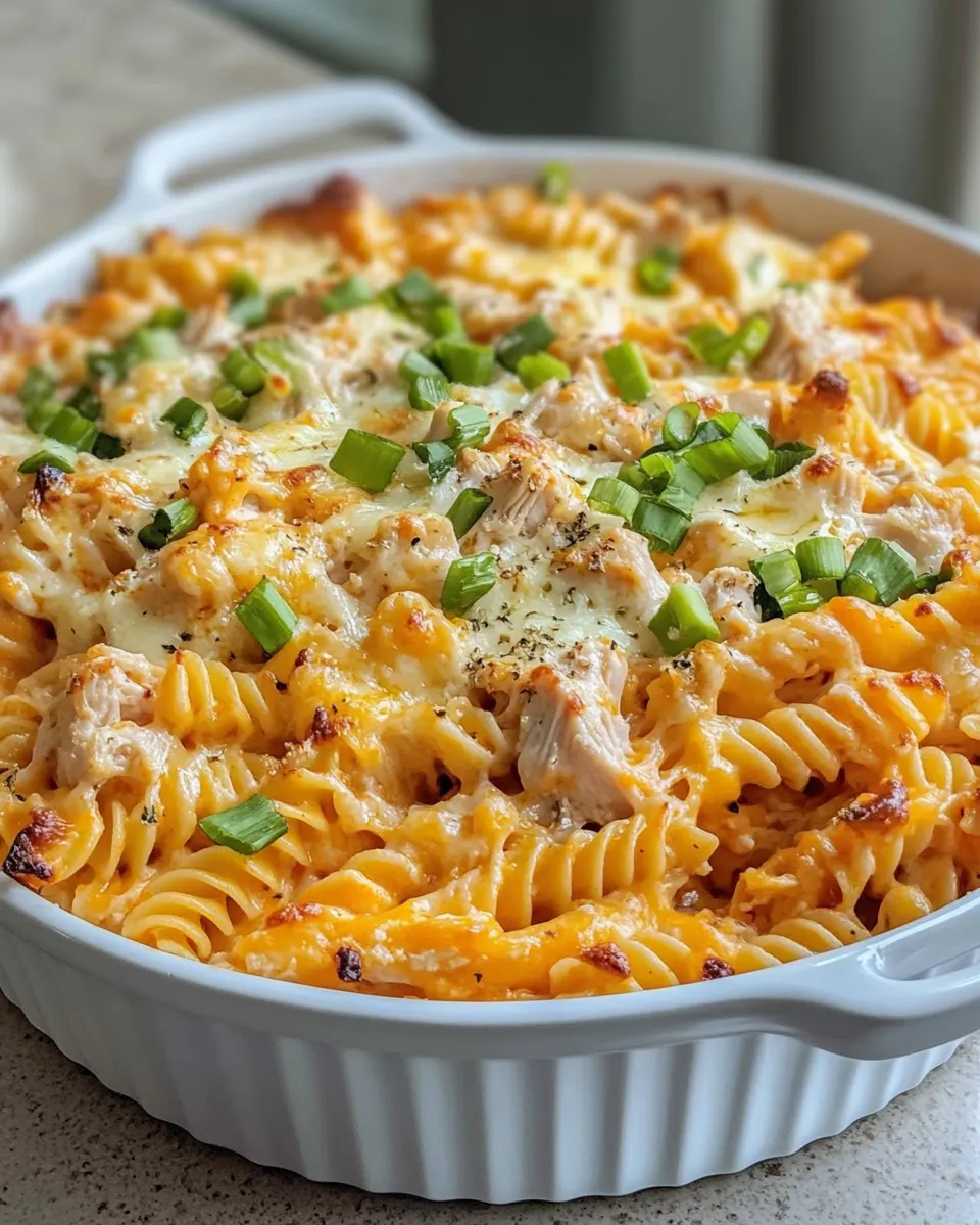 Delicious Cheesy Buffalo Chicken Pasta Casserole shot