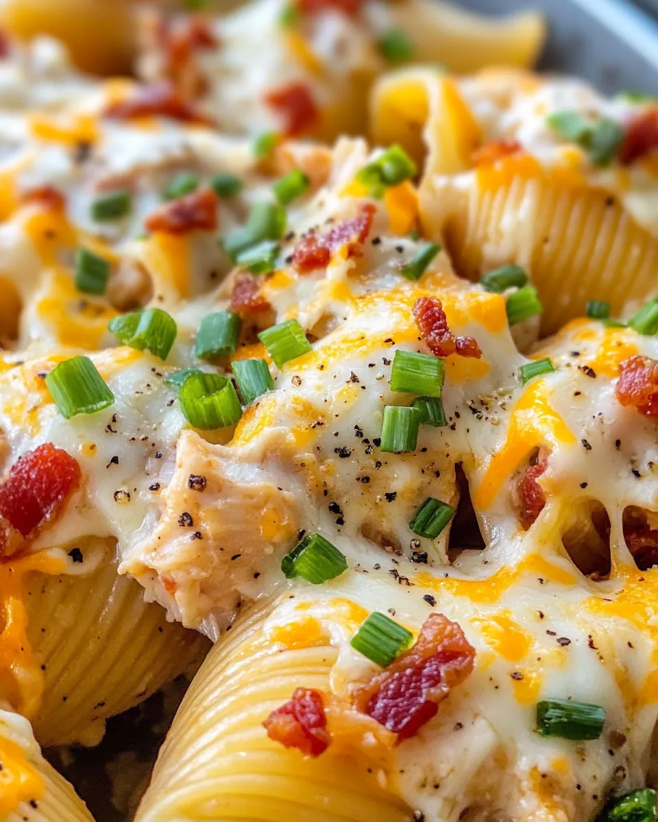 Easy Cheesy Chicken Bacon Ranch Shells food shot