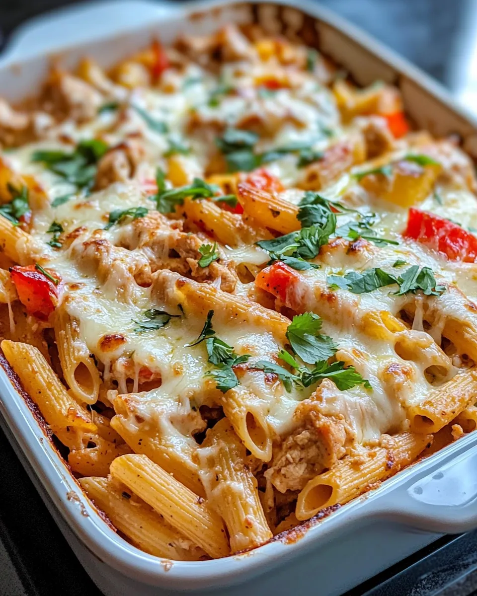 Classic Cheesy Chicken Fajita Pasta Casserole recipe image