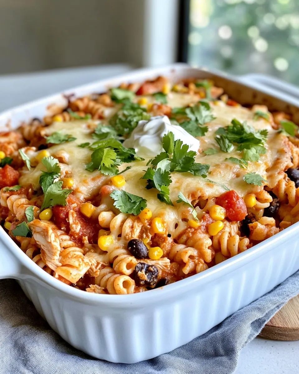 Homemade Cheesy Chicken Taco Pasta Casserole photo