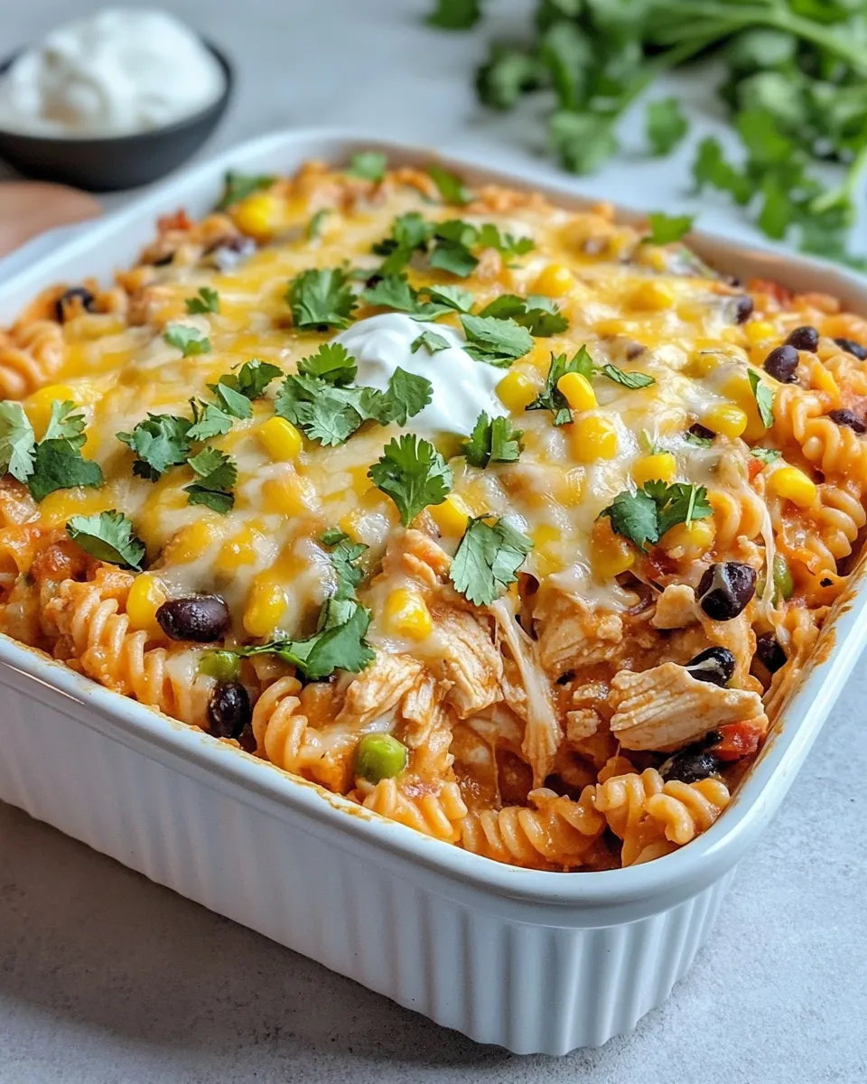 Delicious Cheesy Chicken Taco Pasta Casserole dish photo