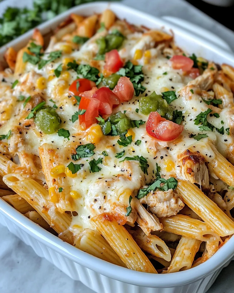 Classic Cheesy Chicken Verde Pasta Bake dish photo