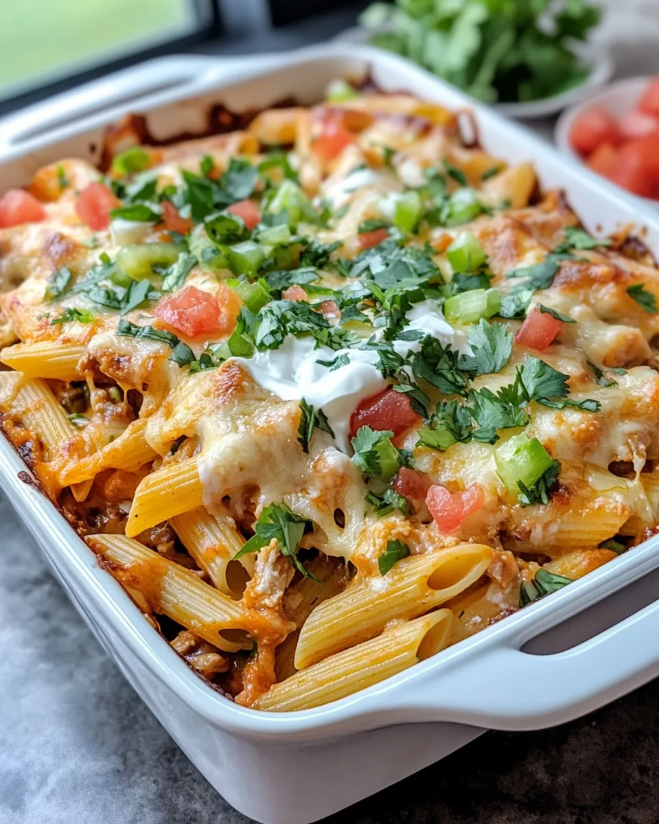 Delicious Cheesy Chicken Verde Pasta Bake plate image