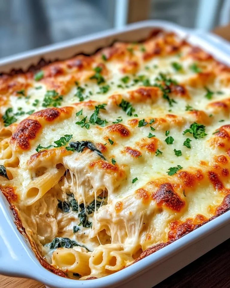 Homemade Cheesy Chicken & Spinach Alfredo Bake recipe photo