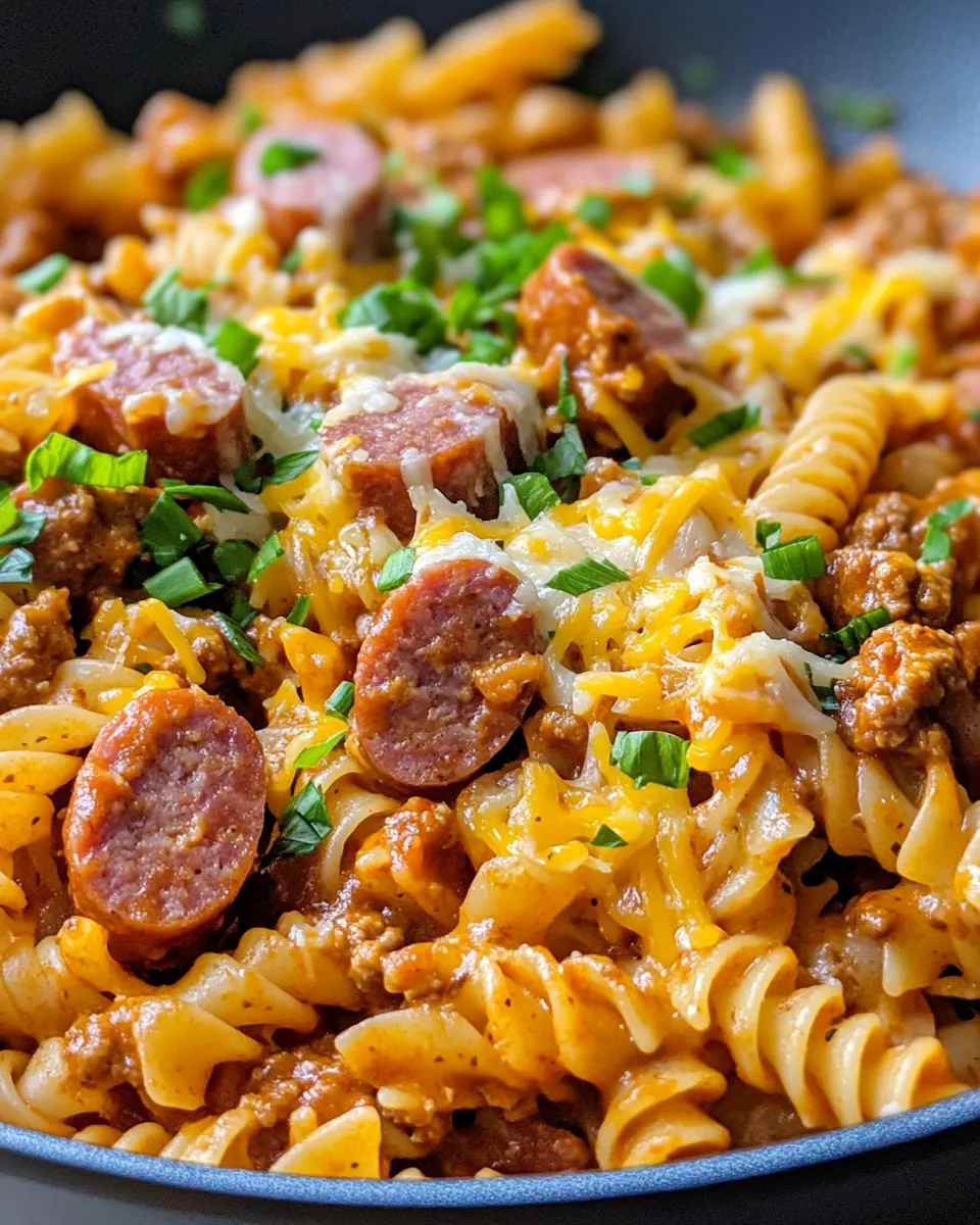 Homemade Cheesy Chili Cheese Dog Pasta recipe photo