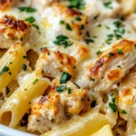 Homemade Cheesy Garlic Chicken Pasta Bake photo
