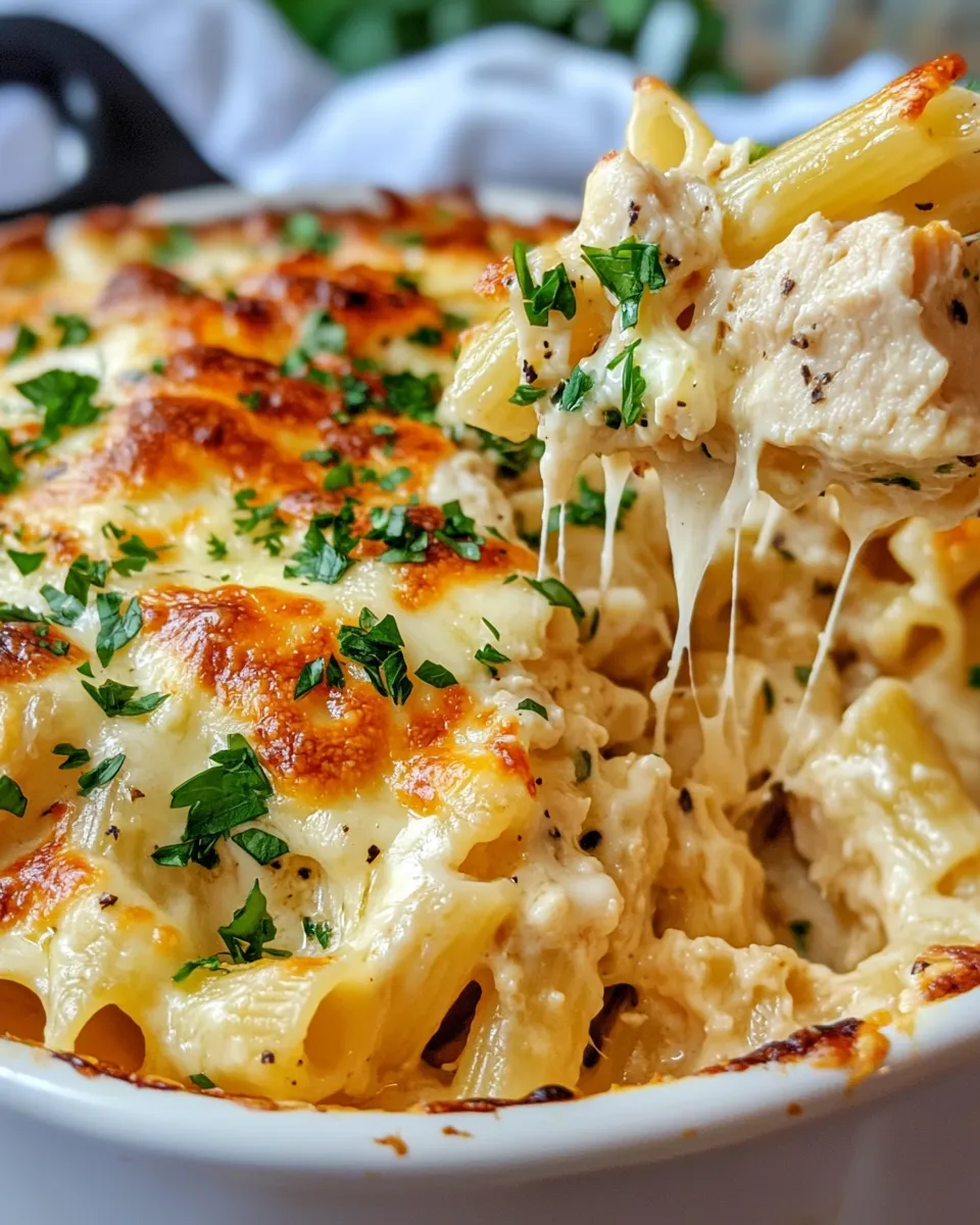 Classic Cheesy Garlic Chicken Pasta Bake image