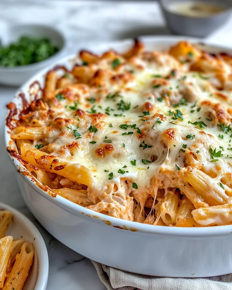 Easy Cheesy Garlic Chicken Pasta Bake recipe photo