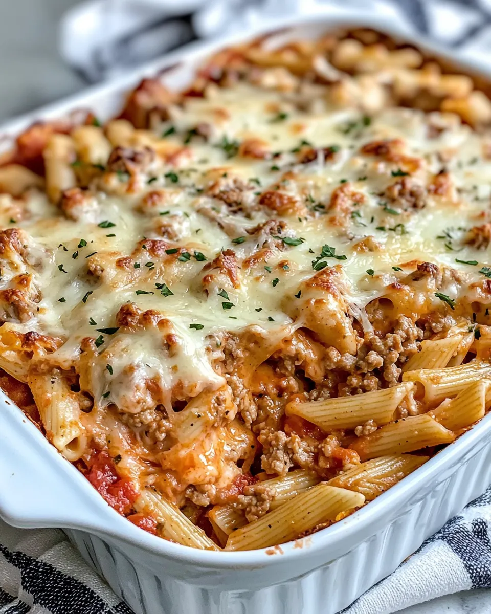 Homemade Cheesy Ground Turkey Pasta Casserole recipe photo