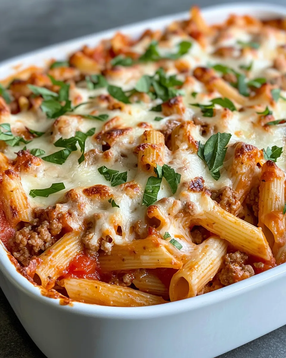 Classic Cheesy Ground Turkey Pasta Casserole dish photo