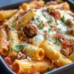 Homemade Cheesy Italian Sausage Rigatoni Bake recipe photo