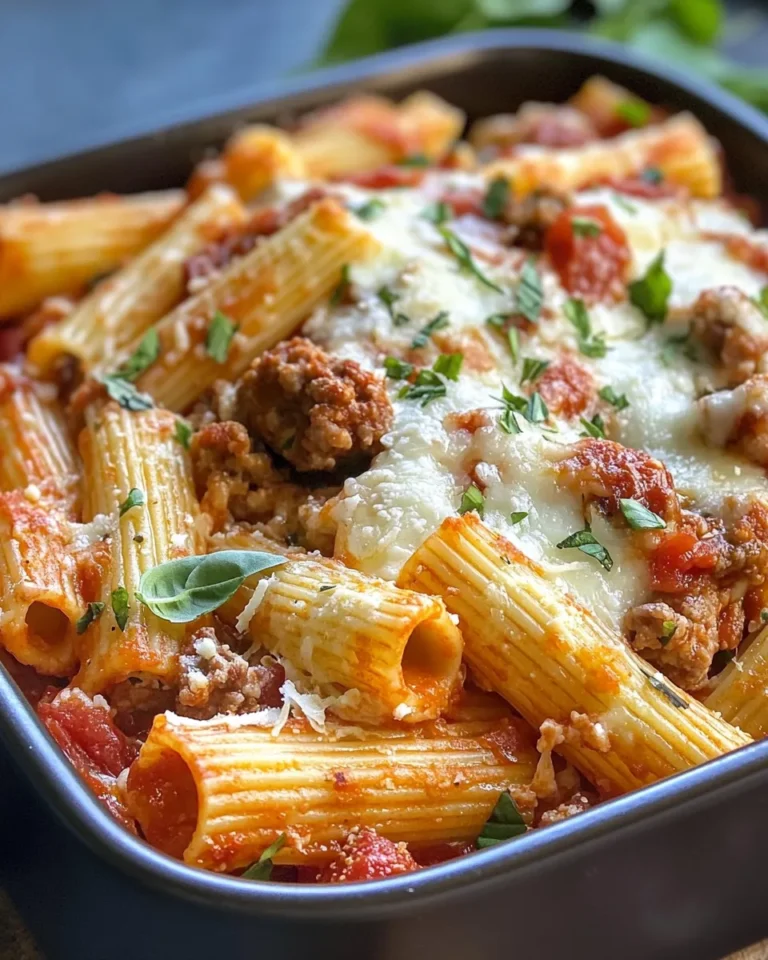 Homemade Cheesy Italian Sausage Rigatoni Bake recipe photo