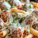 Homemade Cheesy Meatball Sub Pasta Bake recipe photo
