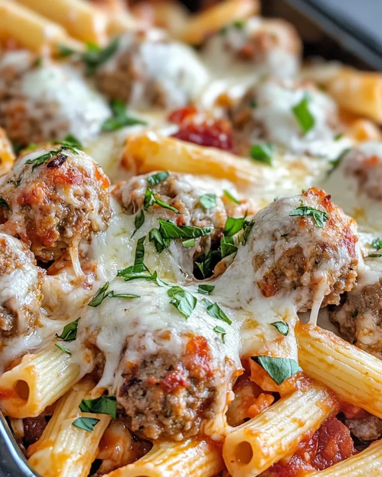Homemade Cheesy Meatball Sub Pasta Bake recipe photo