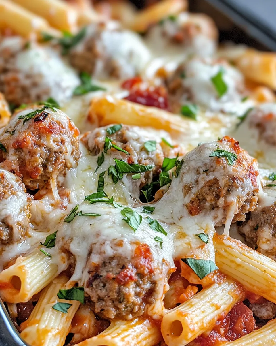 Homemade Cheesy Meatball Sub Pasta Bake recipe photo