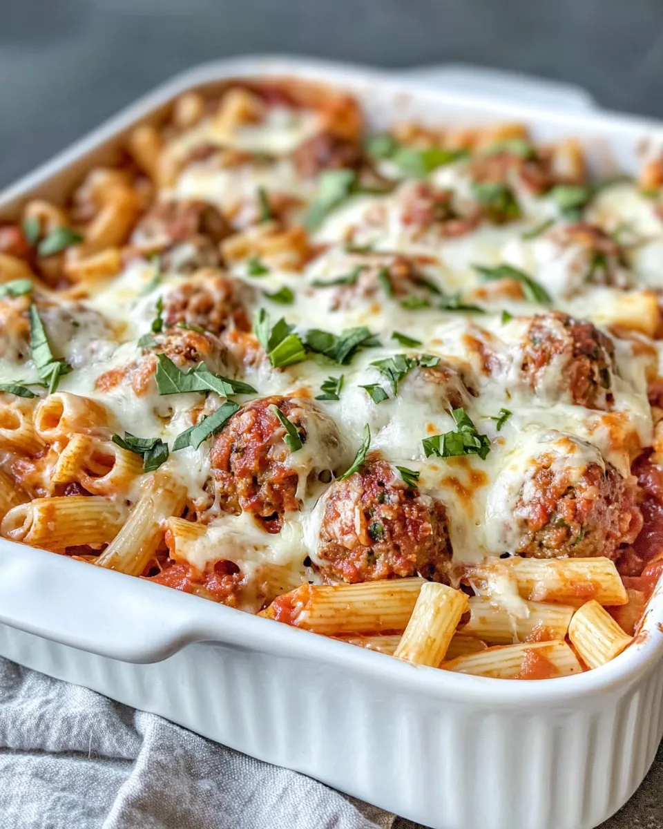 Delicious Cheesy Meatball Sub Pasta Bake picture