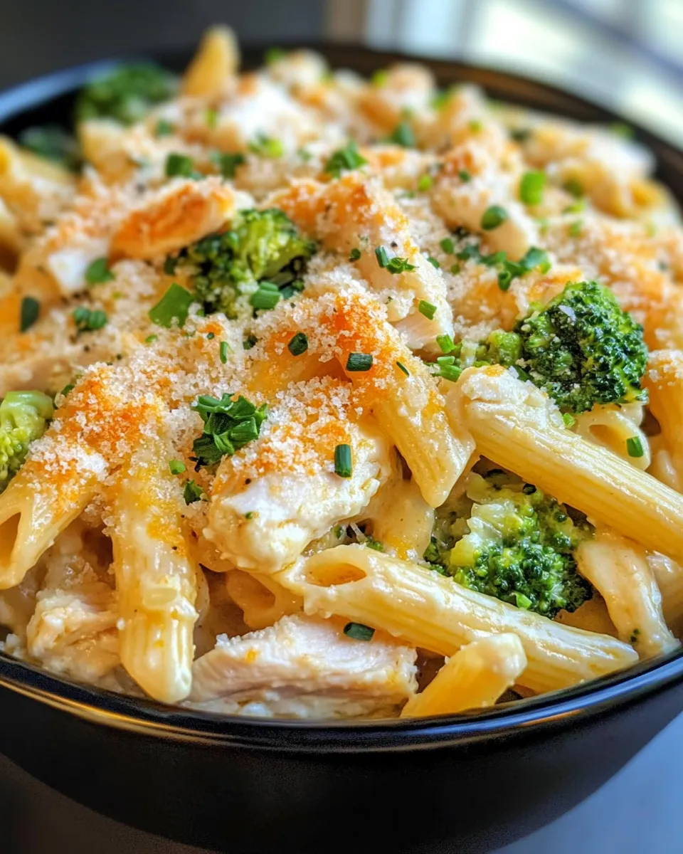 Easy Cheesy Ranch Chicken Pasta Casserole food shot