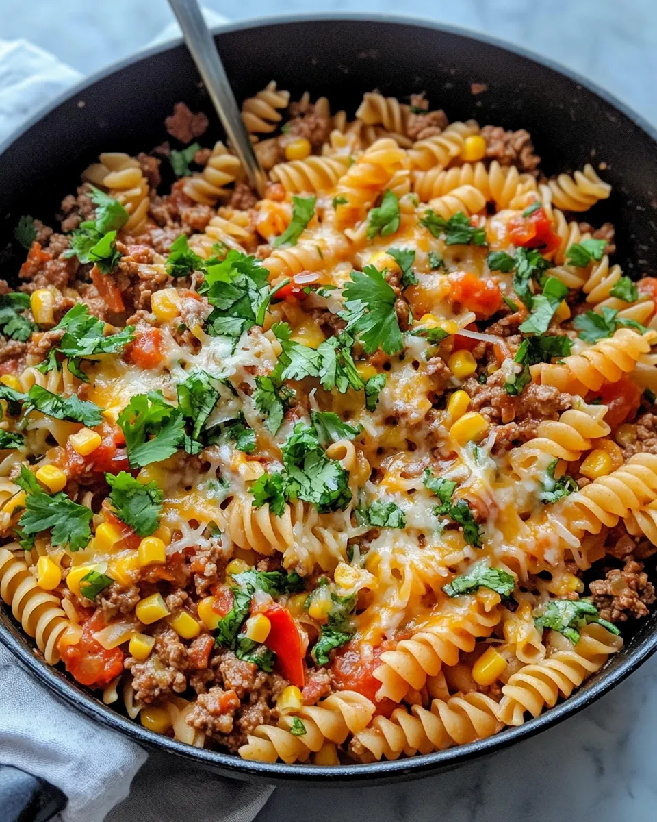 Homemade Cheesy Southwest Taco Pasta Skillet photo