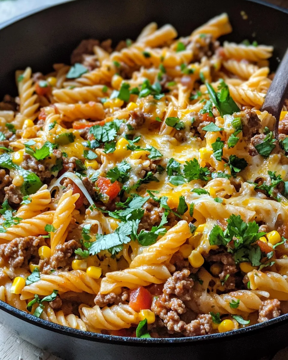 Classic Cheesy Southwest Taco Pasta Skillet image