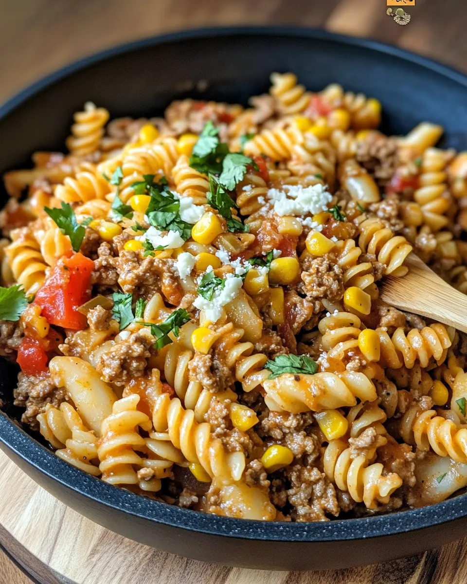 Easy Cheesy Southwest Taco Pasta Skillet recipe photo