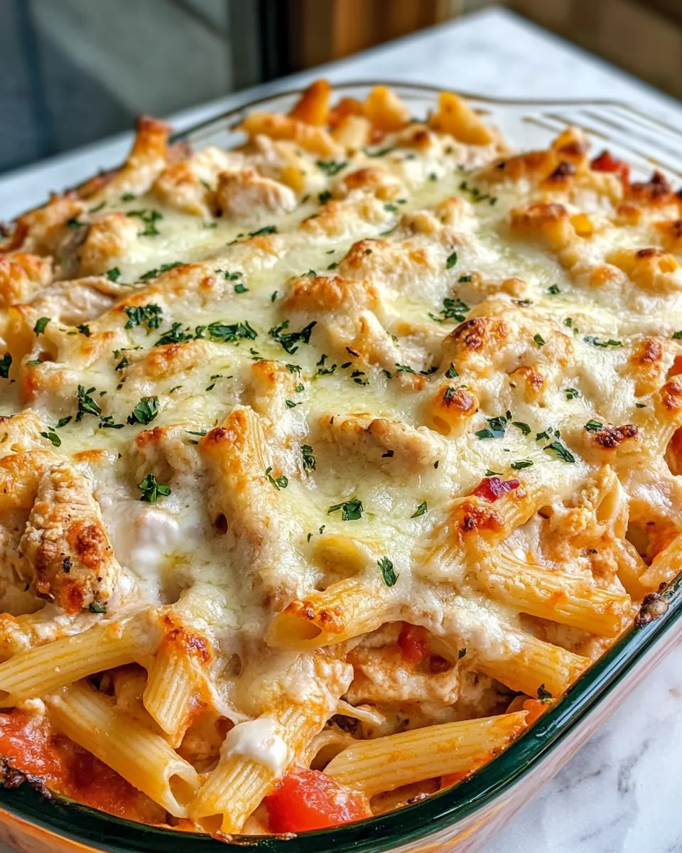 Delicious Cheesy Tortilla Chicken Pasta Bake dish photo