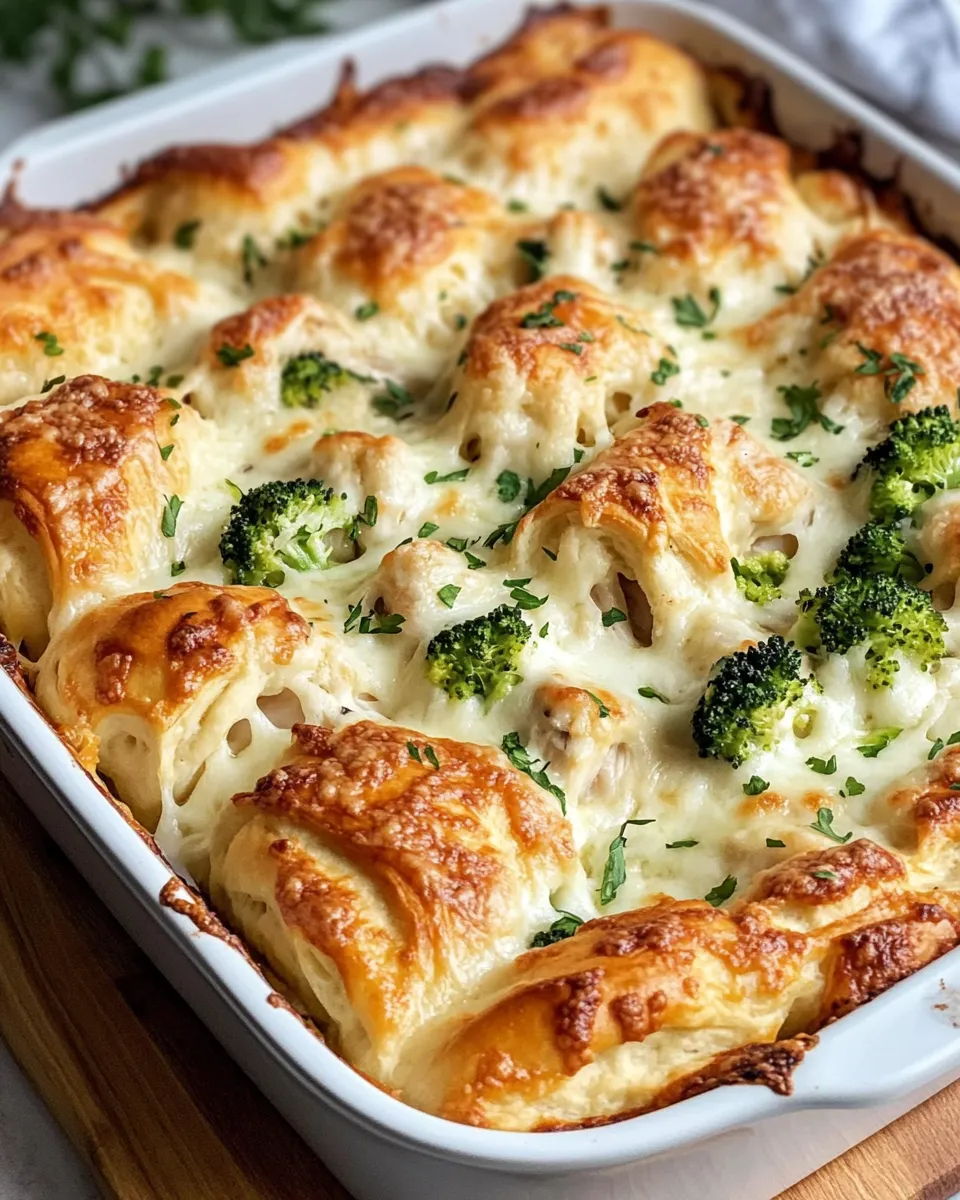 Classic Chicken Alfredo Crescent Pasta Bake dish photo