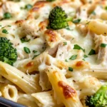 Homemade Chicken Alfredo Pizza Pasta Bake photo