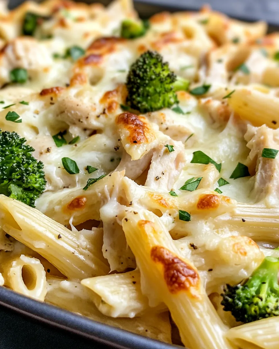 Homemade Chicken Alfredo Pizza Pasta Bake photo