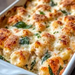 Delicious Chicken Florentine Gnocchi Casserole food shot