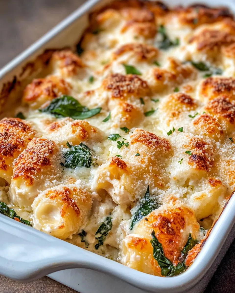 Delicious Chicken Florentine Gnocchi Casserole food shot