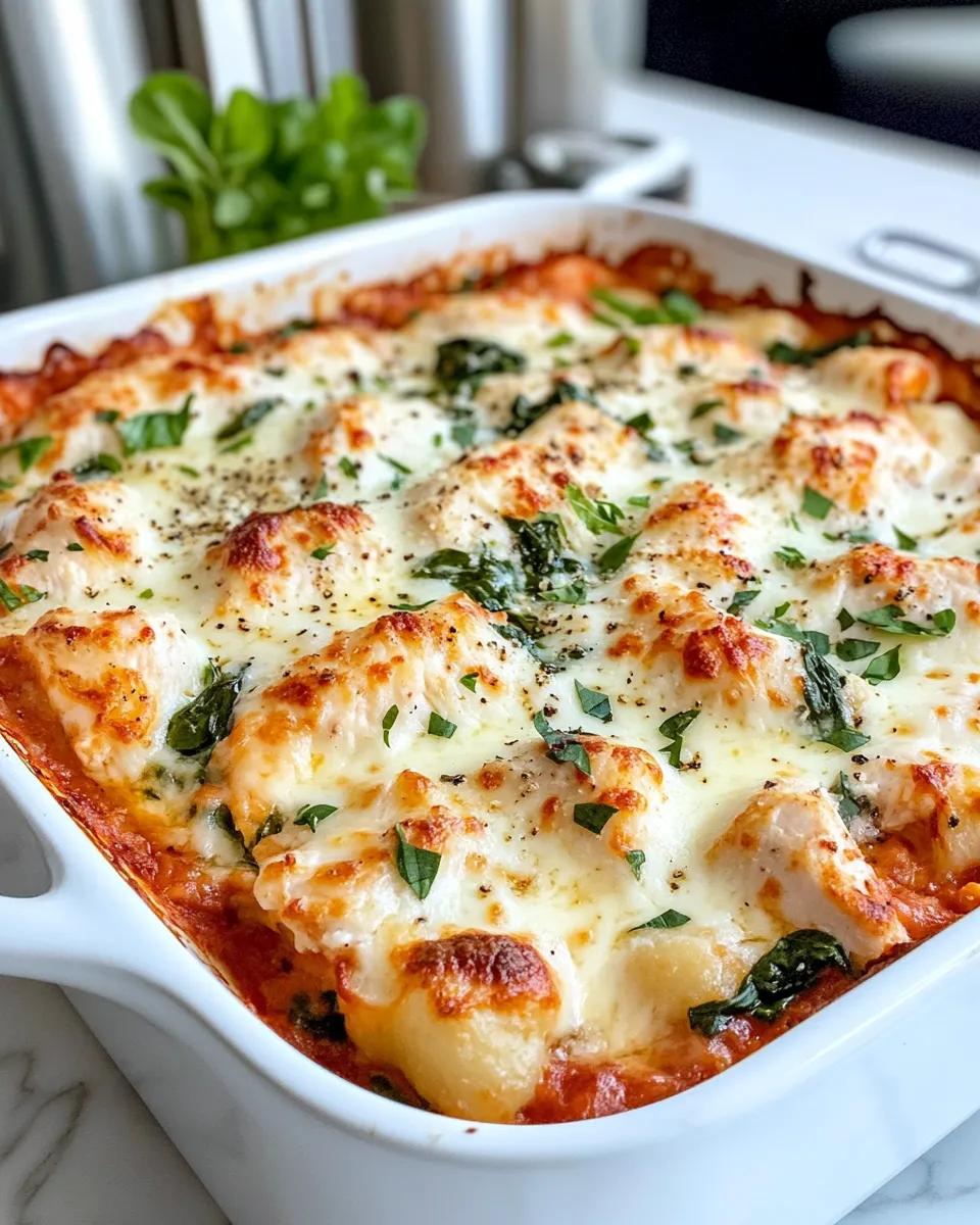 Homemade Chicken Florentine Gnocchi Casserole plate image