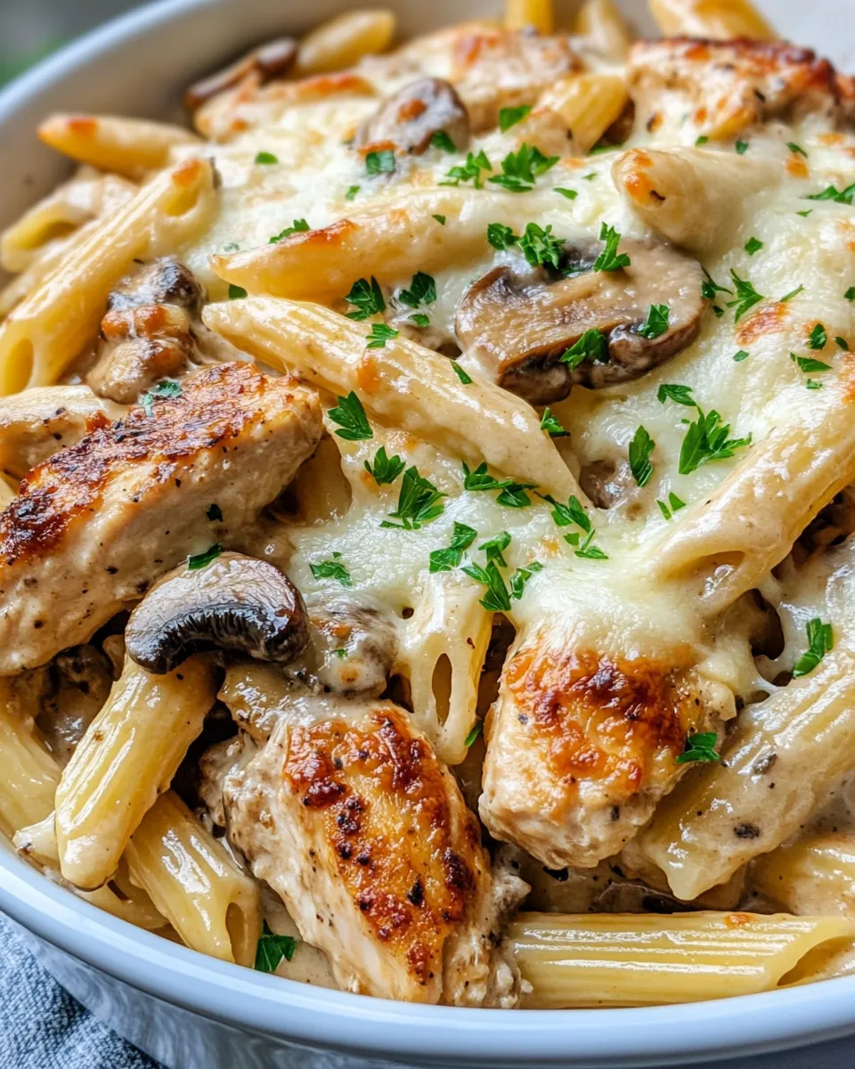 Easy Chicken Marsala Mushroom Pasta Bake recipe photo