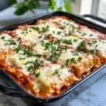 Homemade Chicken Parmesan Ravioli Bake dish photo