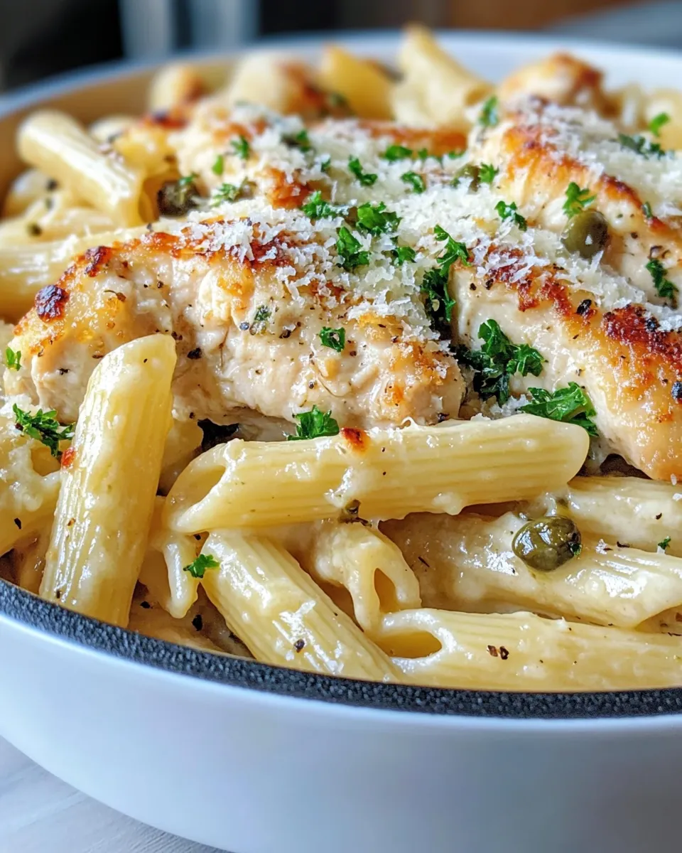 Delicious Chicken Piccata Pasta Casserole dish photo