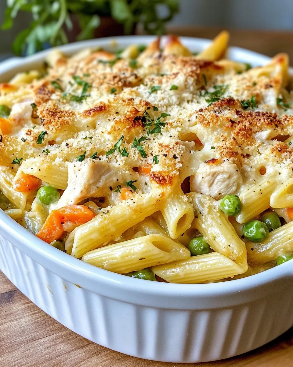 Homemade Chicken Pot Pie Pasta Bake photo