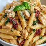 Homemade Chicken Spinach Sun-Dried Tomato Pasta recipe photo