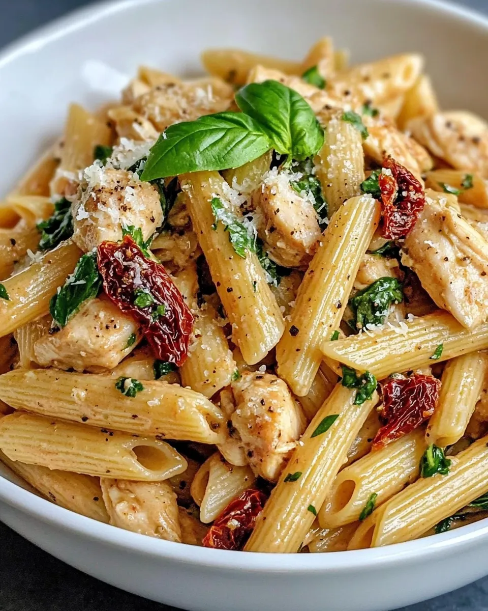 Homemade Chicken Spinach Sun-Dried Tomato Pasta recipe photo