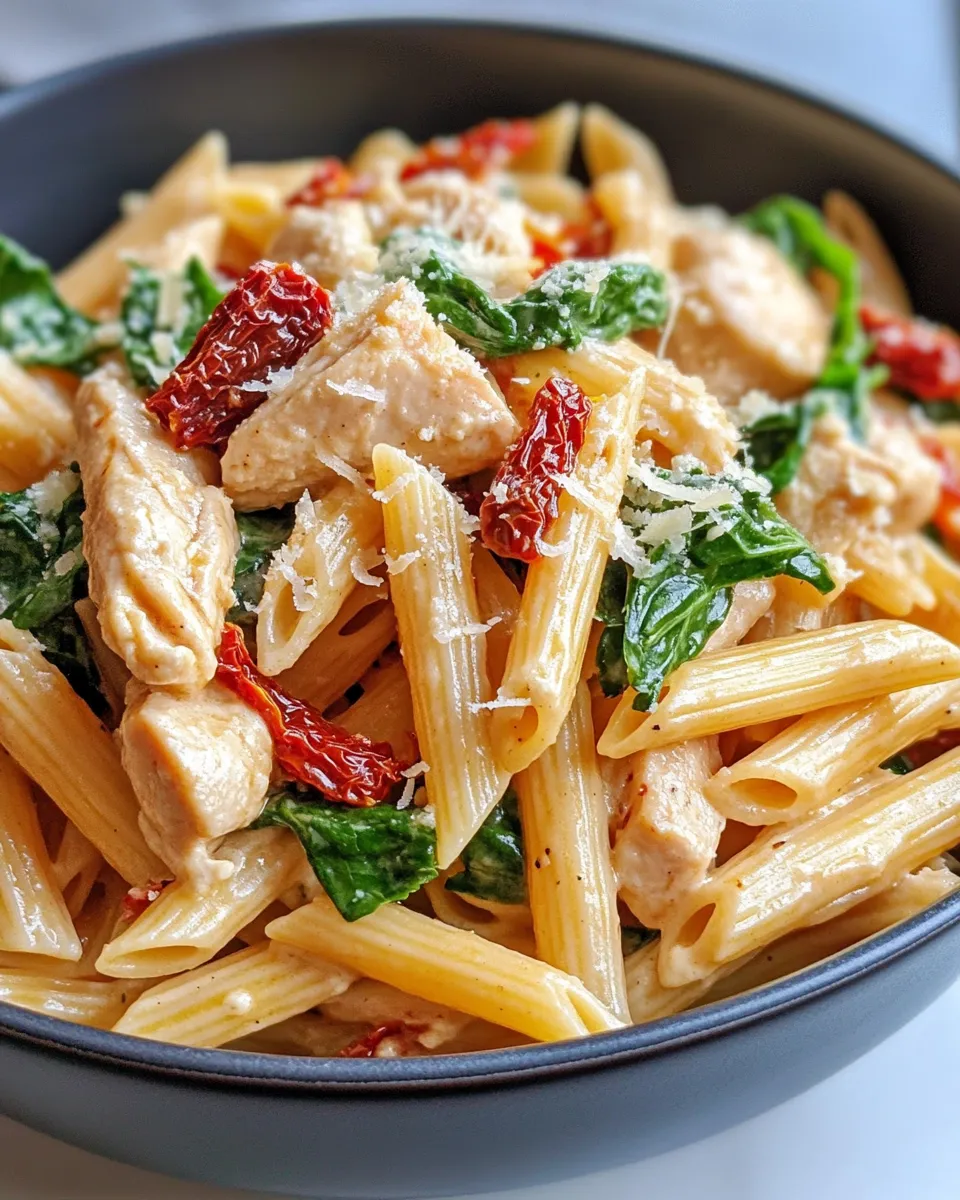 Classic Chicken Spinach Sun-Dried Tomato Pasta dish photo