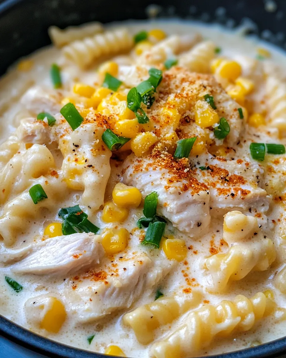 Easy Chicken and Corn Chowder Pasta food shot